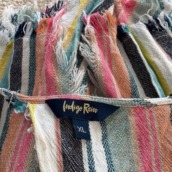 Indigo Rein Size XL Lenin Blend Raw Hem Open Back Tank Top - Picture 5 of 5